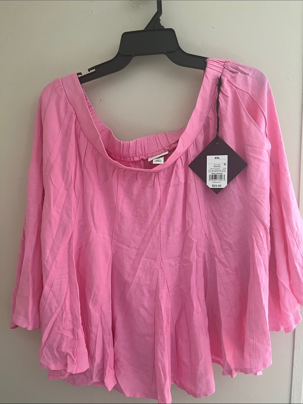 Ava & Viv Pink Flowy Peasant Blouse